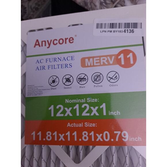 12X12X1 MERV 11 Pleated AC Furnace Air Filters 6 Pack - Picture 1 of 7